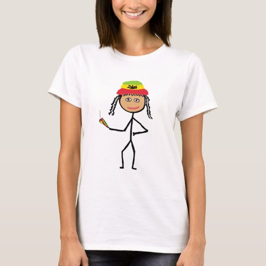 Rasta-Stickfrau T-Shirt (Vorderseite)