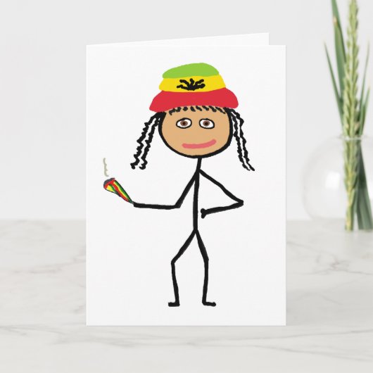 Rasta Stickwoman Karte (Vorderseite)
