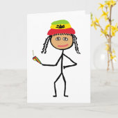 Rasta Stickwoman Karte (Gelbe Blume)