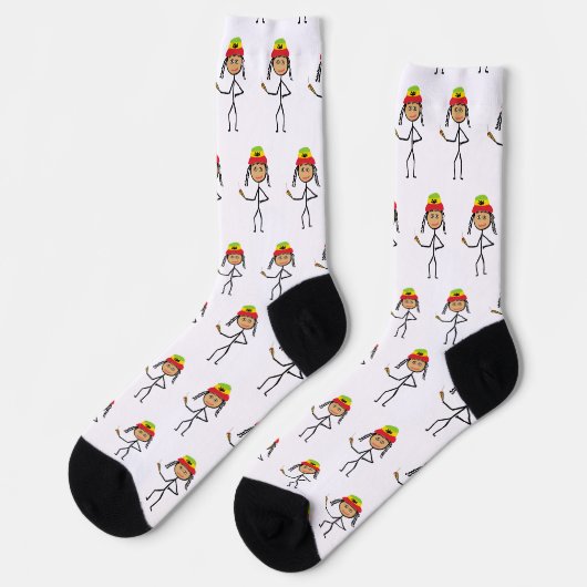 Rasta Stickwoman Socken (Linkes Detail)