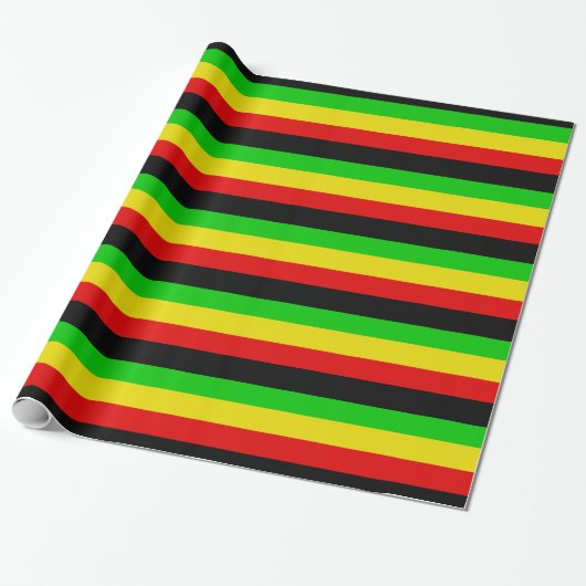 Rasta Streifen mit schwarzem Packpapier (Ungerollt)