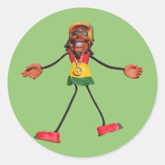 Rasta-Strichmännchen mit Goldfriedenszeichen Runder Aufkleber (Vorderseite)