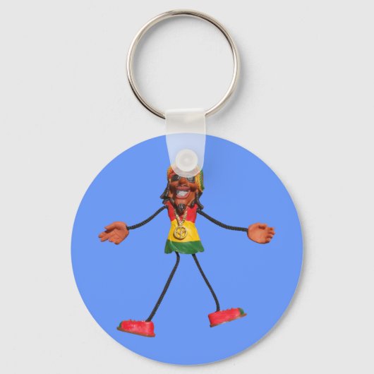 Rasta-Strichmännchen mit Goldfriedenszeichen Schlüsselanhänger (Vorderseite)