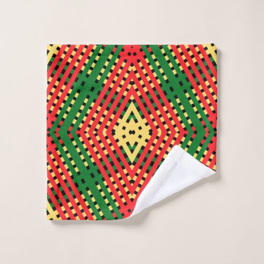 Rasta Stripes Geometrisches Design Badhandtuch Set (Waschlappen)
