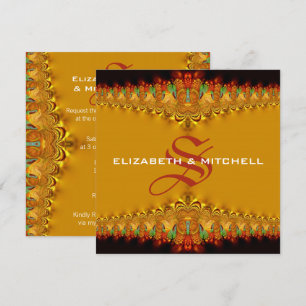 Rasta Tango Gold-Spitzen-Monogramm-Hochzeit Einladung