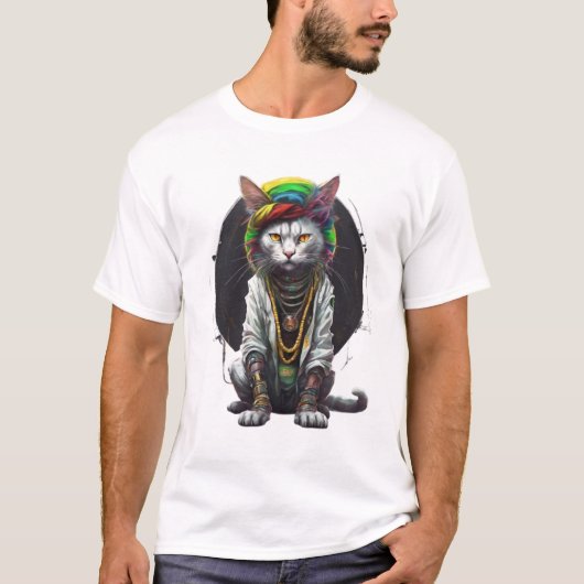 Rasta Tech Feline King T-Shirt (Vorderseite)