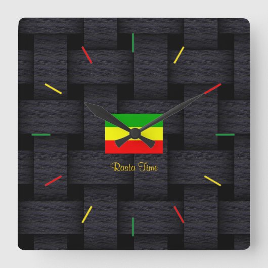 'Rasta Time' Quadratische Wanduhr (Vorderseite)