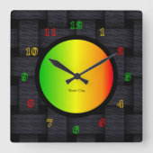 Rasta Time Quadratische Wanduhr (Vorderseite)