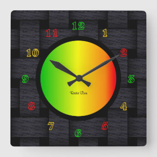 Rasta Time Quadratische Wanduhr