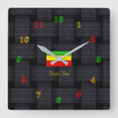 'Rasta Time' Quadratische Wanduhr (Vorderseite)