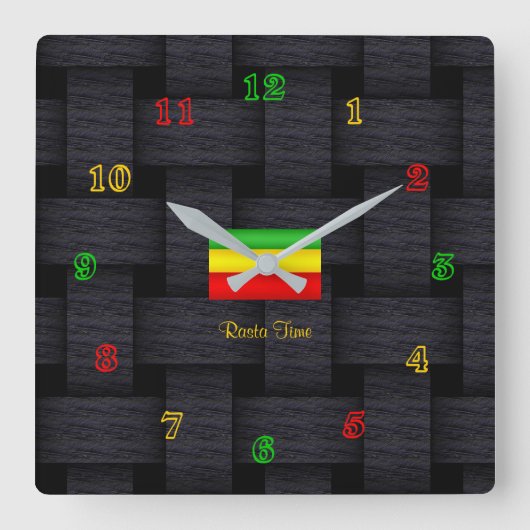 'Rasta Time' Quadratische Wanduhr (Vorderseite)