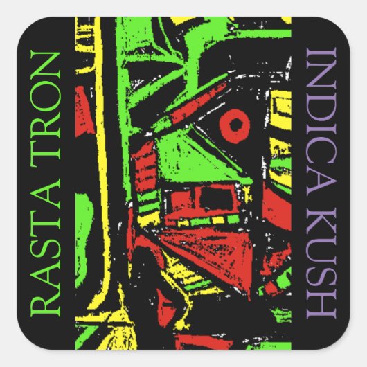 RASTA TRON INDICA KUSH QUADRATISCHER AUFKLEBER (Vorderseite)