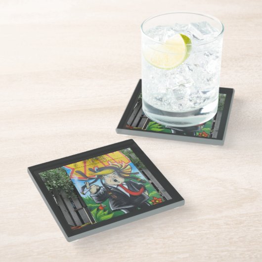 Rasta Trump Glasuntersetzer (Schrägansicht)