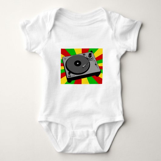 Rasta Turntable Baby Strampler (Vorderseite)
