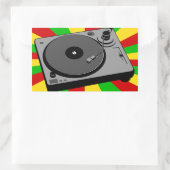 Rasta-Turntable Rechteckiger Aufkleber (Tasche)