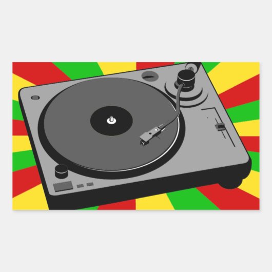 Rasta-Turntable Rechteckiger Aufkleber (Vorderseite)