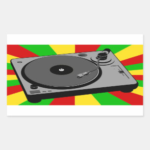 Rasta Turntable Rechteckiger Aufkleber