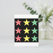 Rasta und schwarze Sterne Postkarte (Stehend Vorderseite)