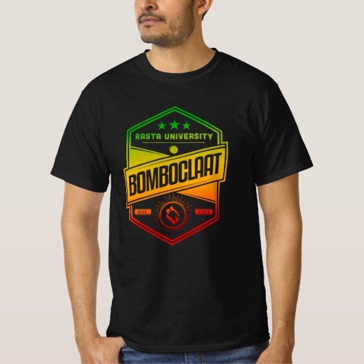 Rasta University Bomboclaat Rasta Colors Reggae T-Shirt (Vorderseite)