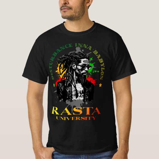 Rasta University Disturbance Inna Babylon Reggae T-Shirt (Vorderseite)