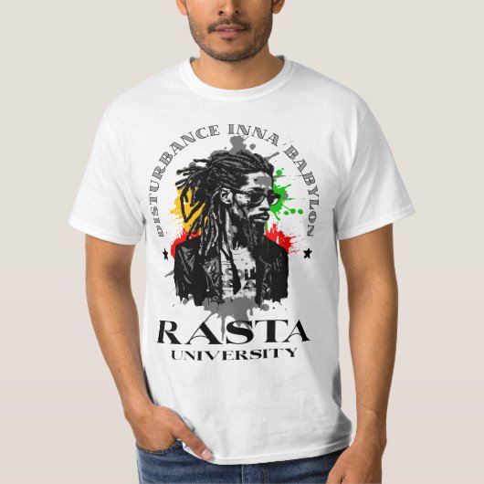 Rasta University Disturbance Inna Babylon Reggae T-Shirt (Vorderseite)