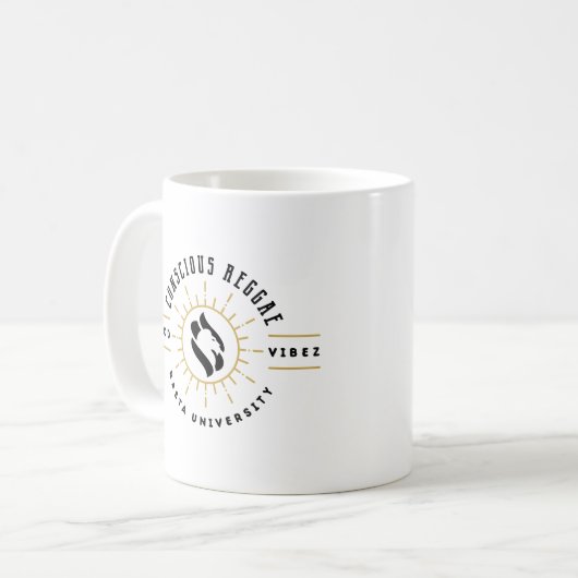 Rasta University Good Vibez Conscious Reggae Kaffeetasse (Vorderseite Links)