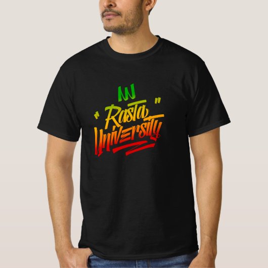 Rasta University Graffiti Tag Style Reggae T-Shirt (Vorderseite)