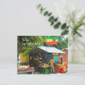 Rasta Veggie Stand in Caye Caulker, Belize Postcar Postkarte (Stehend Vorderseite)