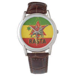 Rasta Watch Löwe von Judah Red Gold Green Design Armbanduhr