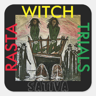 RASTA WITCH TRIALS SATIVA QUADRATISCHER AUFKLEBER