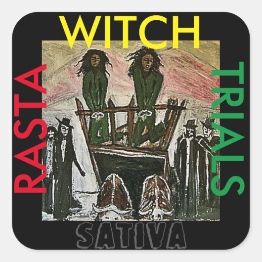 RASTA WITCH TRIALS SATIVA QUADRATISCHER AUFKLEBER (Vorderseite)