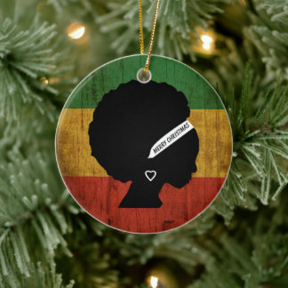 Rasta Woman Merry Christmas Keramik Ornament