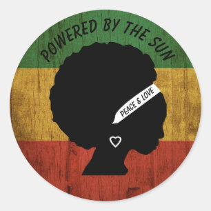 Rasta Woman Peace & Love Powered by the Sun Runder Aufkleber