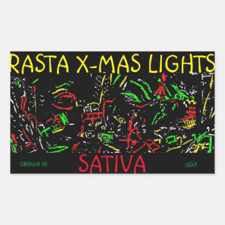 RASTA X-MAS LIGHTS SATIVA RECHTECKIGER AUFKLEBER