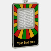 RASTAFARI FLAG BUTTON RAYS + Ihr Foto & Text Rahmen-Ornament Silber (Rechts)