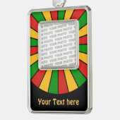 RASTAFARI FLAG BUTTON RAYS + Ihr Foto & Text Rahmen-Ornament Silber (Links)