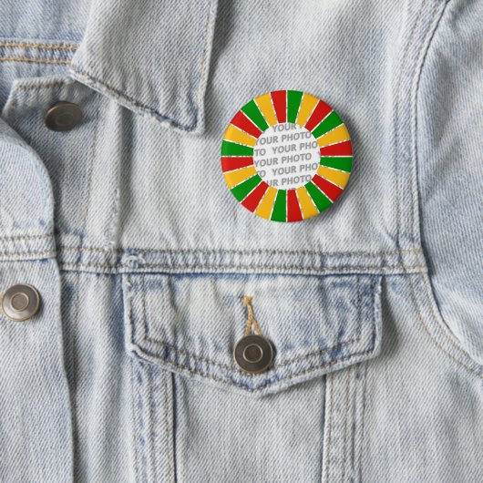 RASTAFARI FLAG BUTTON RAYS + Ihr Zeichen oder Foto (Beispiel)