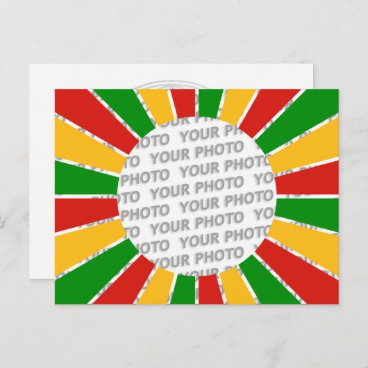 RASTAFARI FLAG BUTTON RAYS + Ihr Zeichen oder Foto Postkarte (Vorne/Hinten)