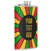 RASTAFARI FLAG BUTTON RAYS + Ihr Zeichen oder Mono Flachmann (Rechts)