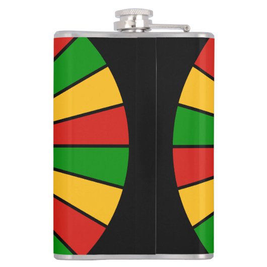RASTAFARI FLAG BUTTON RAYS + Ihr Zeichen oder Mono Flachmann (Rückseite)