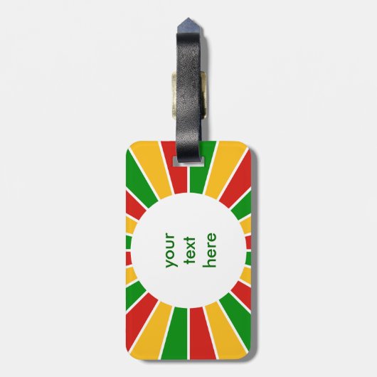 RASTAFARI FLAG BUTTON RAYS + Ihr Zeichen oder Mono Gepäckanhänger (Rückseite vertikal)