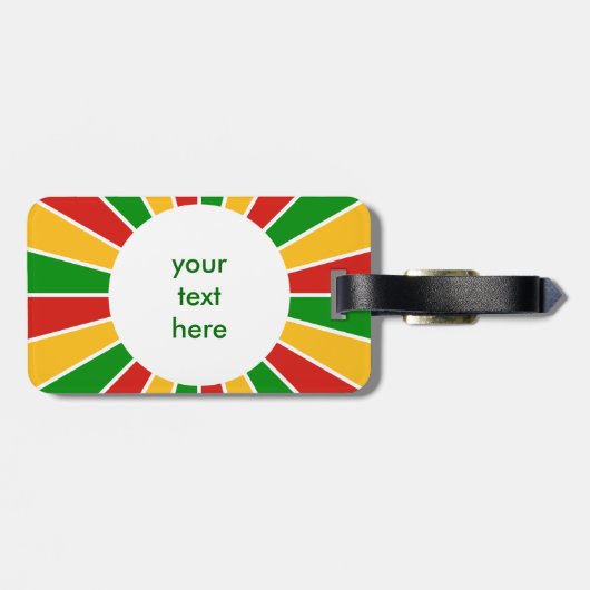 RASTAFARI FLAG BUTTON RAYS + Ihr Zeichen oder Mono Gepäckanhänger (Rückseite horizontal)