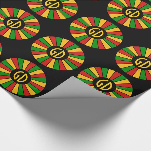 RASTAFARI FLAG BUTTON RAYS + Ihr Zeichen oder Mono Geschenkpapier (Ecke)