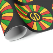 RASTAFARI FLAG BUTTON RAYS + Ihr Zeichen oder Mono Geschenkpapier (Rolleneckpunkt)