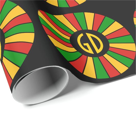 RASTAFARI FLAG BUTTON RAYS + Ihr Zeichen oder Mono Geschenkpapier (Rolleneckpunkt)