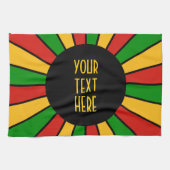 RASTAFARI FLAG BUTTON RAYS + Ihr Zeichen oder Mono Geschirrtuch (Horizontal)
