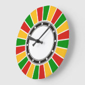 RASTAFARI FLAG BUTTON RAYS + Ihr Zeichen oder Mono Große Wanduhr (Winkel)