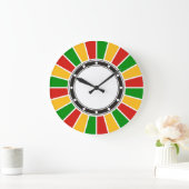 RASTAFARI FLAG BUTTON RAYS + Ihr Zeichen oder Mono Große Wanduhr (Zuhause)
