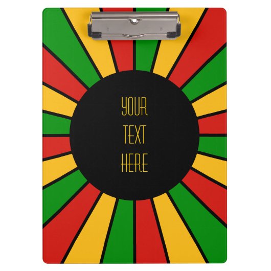 RASTAFARI FLAG BUTTON RAYS + Ihr Zeichen oder Mono Klemmbrett (Vorderseite)
