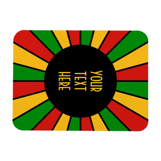 RASTAFARI FLAG BUTTON RAYS + Ihr Zeichen oder Mono Magnet (Horizontal)